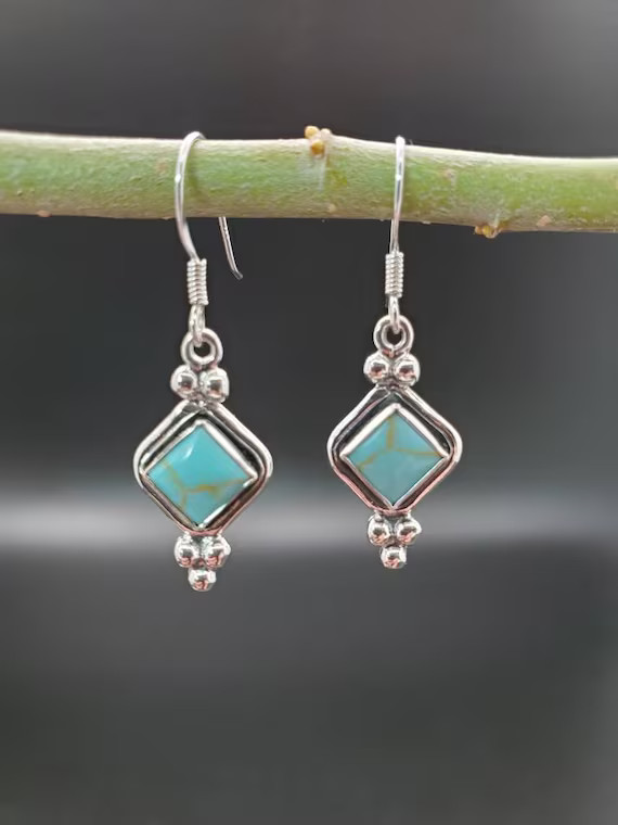 SoCute925 Kingman Turquoise Earrings  Square  Turquoise | Etsy | Etsy (US)