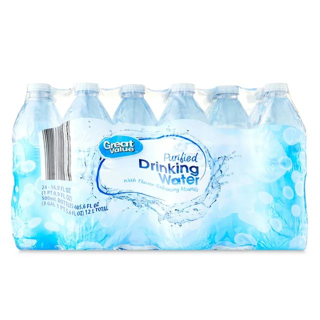 Great Value Purified Drinking Water, 16.9 fl oz, 24 Count - Walmart.com | Walmart (US)