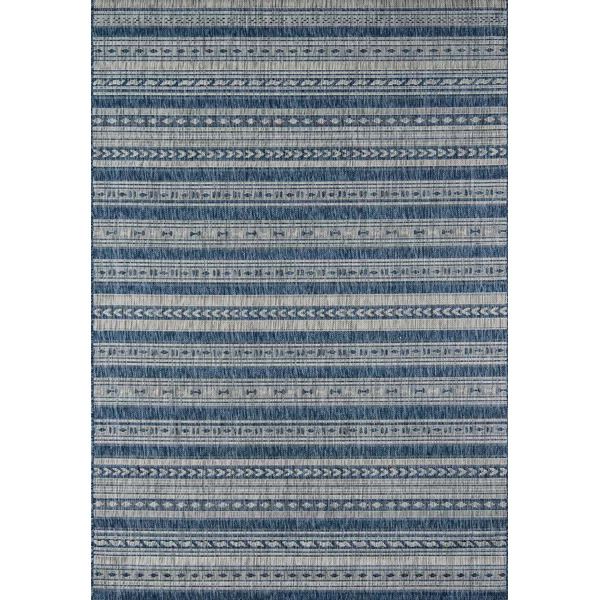 Tuscany Striped Denim Blue/Tan Indoor / Outdoor Area Rug | Wayfair North America