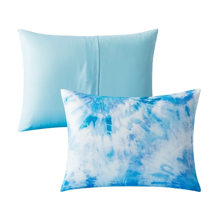 Mainstays Blue Tie Dye 7 Piece Bed in a Bag Comforter Set with Sheets, Full | Walmart (US)