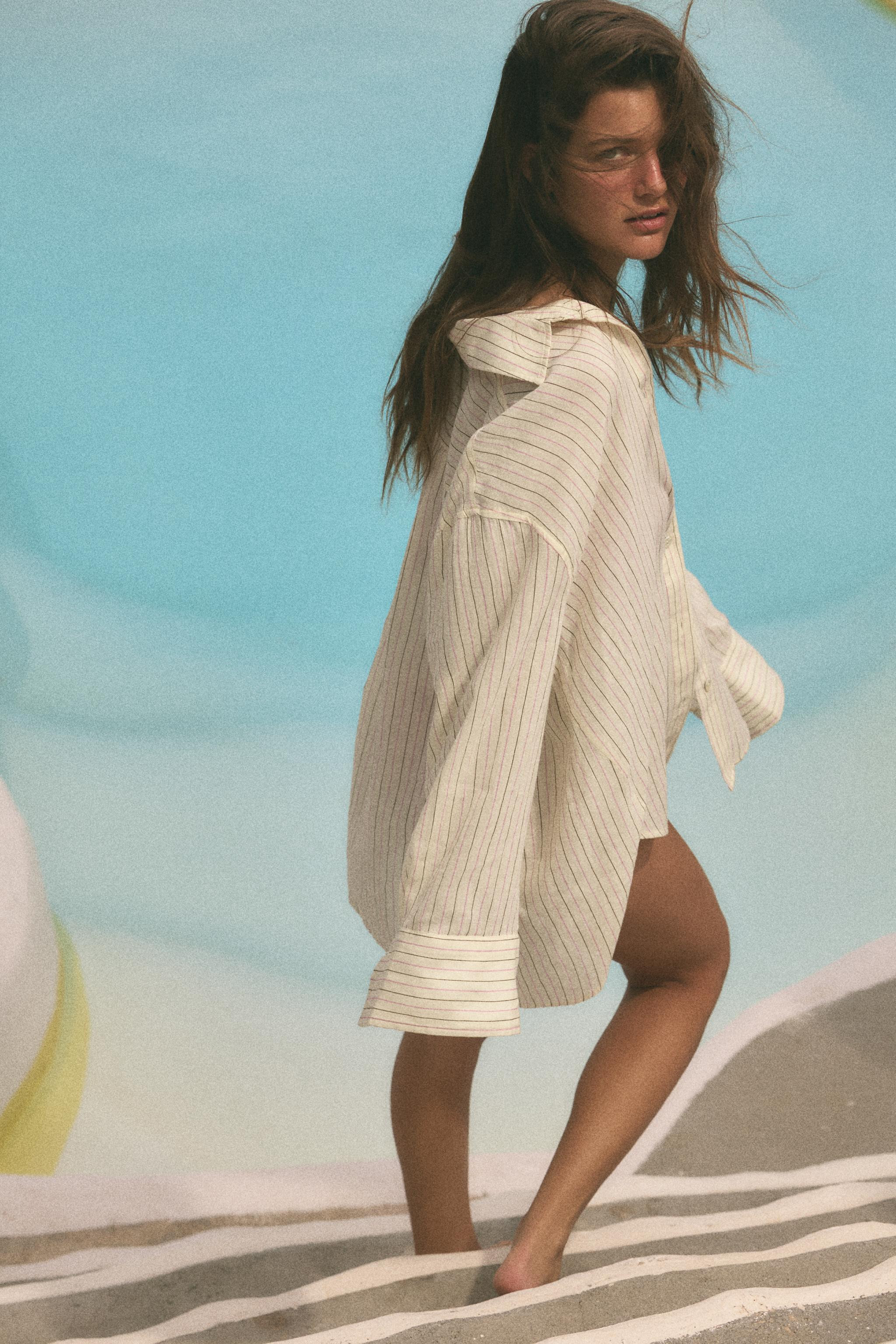 OVERSIZE GAUZE SHIRT WITH POCKET | Zara UK