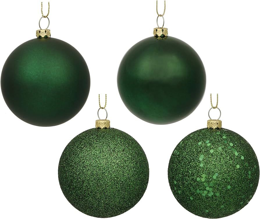 Vickerman 6" Emerald 4 Finish Ball Ornament 4 per Box | Amazon (US)