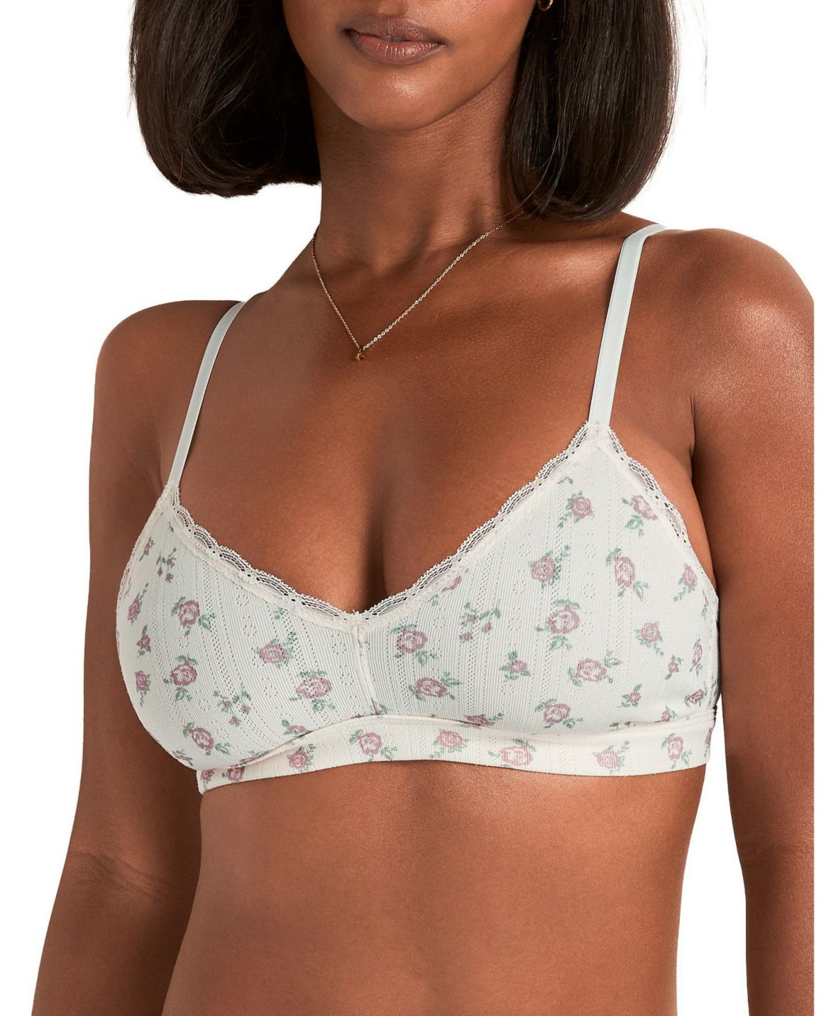 Adore Me Women's Pointelle Unlined Bralette Bra - Floral beige | Macy's