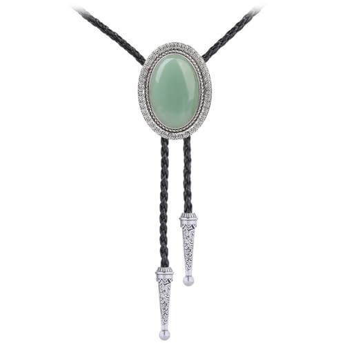 Jeilwiy Jade Bolo Tie for Women Green Natural Stone Western Bolo Tie Cowboy Necklace Bola Ties for Men Silver Bolos Ties | Amazon (US)