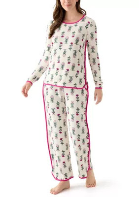 Crown & Ivy Women's Long Sleeve Pajama Top and Pants Set, Large | Belk