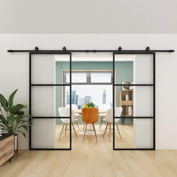 JUBEST Double Barn Door 72 x 84 in with 12FT Hardware Kit and Soft Close Mechanism, 2 Sets of 36x... | Amazon (US)