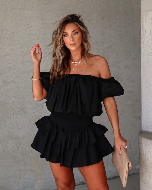 Celine Cotton Tiered Mini Skirt - Black | VICI