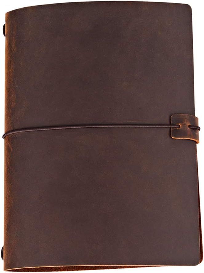 Refillable Leather Travelers Notebook -A5 Travel Journal with Lined Insert, 8.5 x 5.5 Inches, Bro... | Amazon (US)