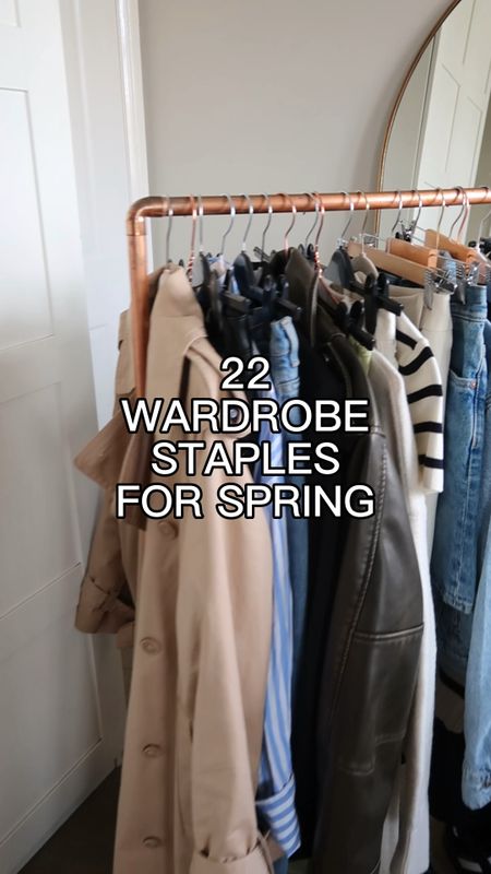 22 wardrobe staples that will build you the perfect capsule wardrobe for spring. You can mix and match all of these pieces to ensure you’ll never be stuck for spring outfits. 

1. Leather trousers 
2. White t-shirt 
3. Black trainers 
4. Trench coat 
5. Denim straight leg jeans 
6. Striped shirt 
7. Black blazer 
8. Neutral jumper 
9. Satin skirt 
10. Leather jacket 
11. White jeans 
12. Dad sandals/black sandals 
13. Striped top 
14. Neutral trousers 
15. White trainers 
16. Denim jacket 
17. Denim skirt 
18. Tank top 
19. Neutral blazer 
20. Black skirt 
21. Striped jumper 
22. Black trousers

I find the easiest way to get the most out of your capsule wardrobe is to stick to a neutral colour palette. If you want to add pops of colour then try to stick to the 3 colour rule. Most importantly, wear what you love and what you feel most comfortable in. 

#LTKunder100 #LTKSeasonal #LTKstyletip