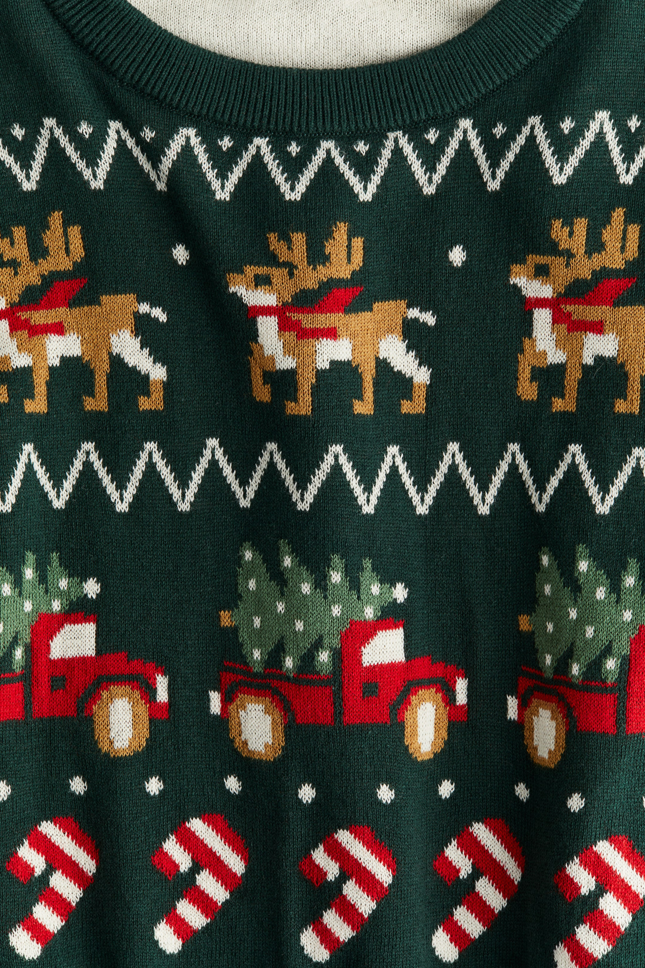 Jacquard-Knit Sweater - Dark green/reindeer - Kids | H&M US | H&M (US + CA)