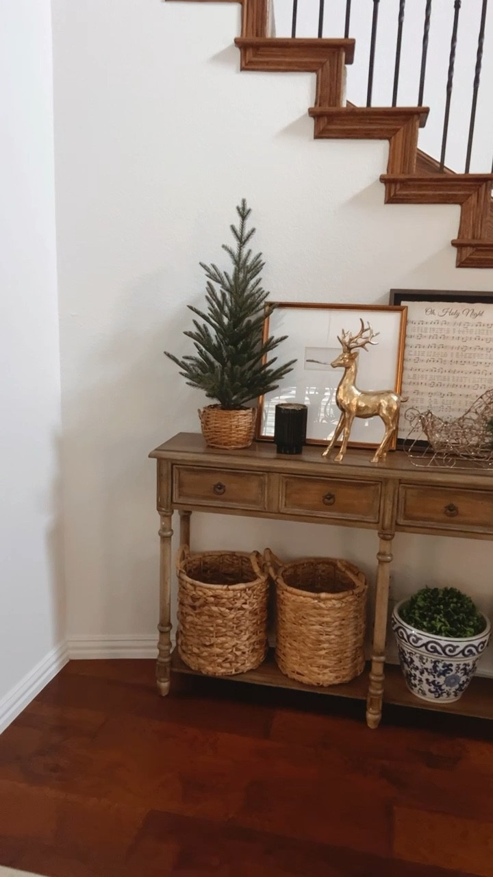 Holiday at home🎅🏼🎄✨ Our entry way table has target decor and hobby lobby decor! Gold rain deer and oh holy night are from hobby lobby!

Christmas decor, Target holiday decor, Christmas tree 

#LTKVideo #LTKhome #LTKHoliday