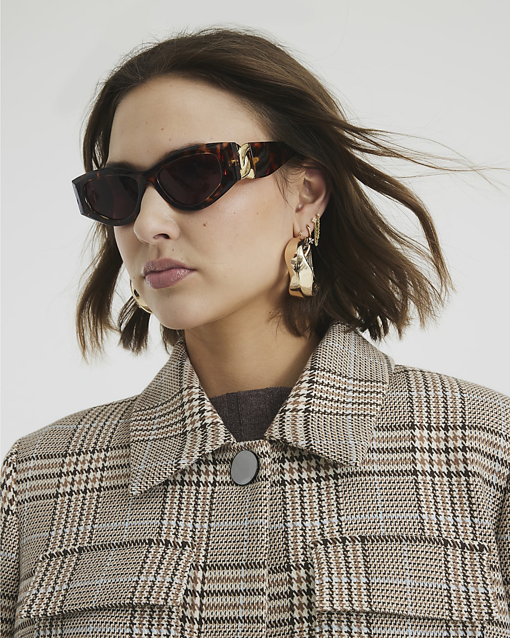 Tortoiseshell Cat Eye Chain Sunglasses | River Island UK & IE