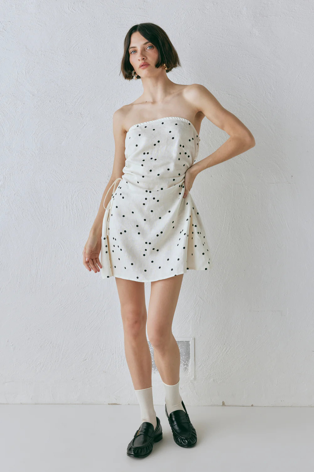 Gaia Linen Mini Dress Dot | VRG Grl