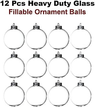 12Pcs Clear Glass Ball Ornaments 3.15 Inch for Crafts DIY, Large 80mm Fillable Ornaments, Clear B... | Amazon (US)
