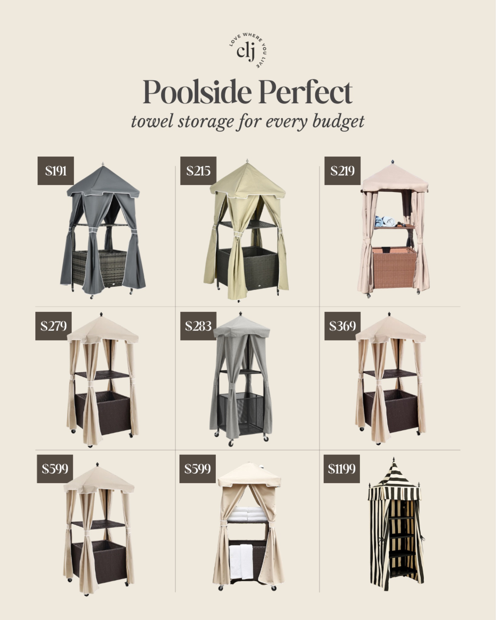 For Every Budget: Pool Towel Storage

I’ve had my eye on a pool towel storage solution and these canopy style stands are so charming. Not to mention they come at all different price points 👀  linked them all and my favorite pool towels below.

#LTKswim #LTKhome #LTKSeasonal