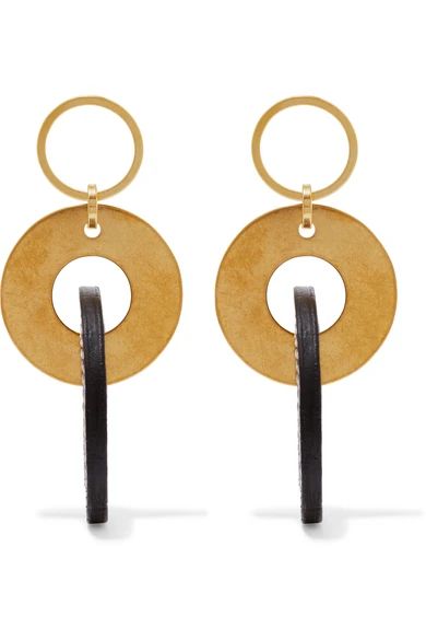 Gold-tone and leather earrings | NET-A-PORTER (US)