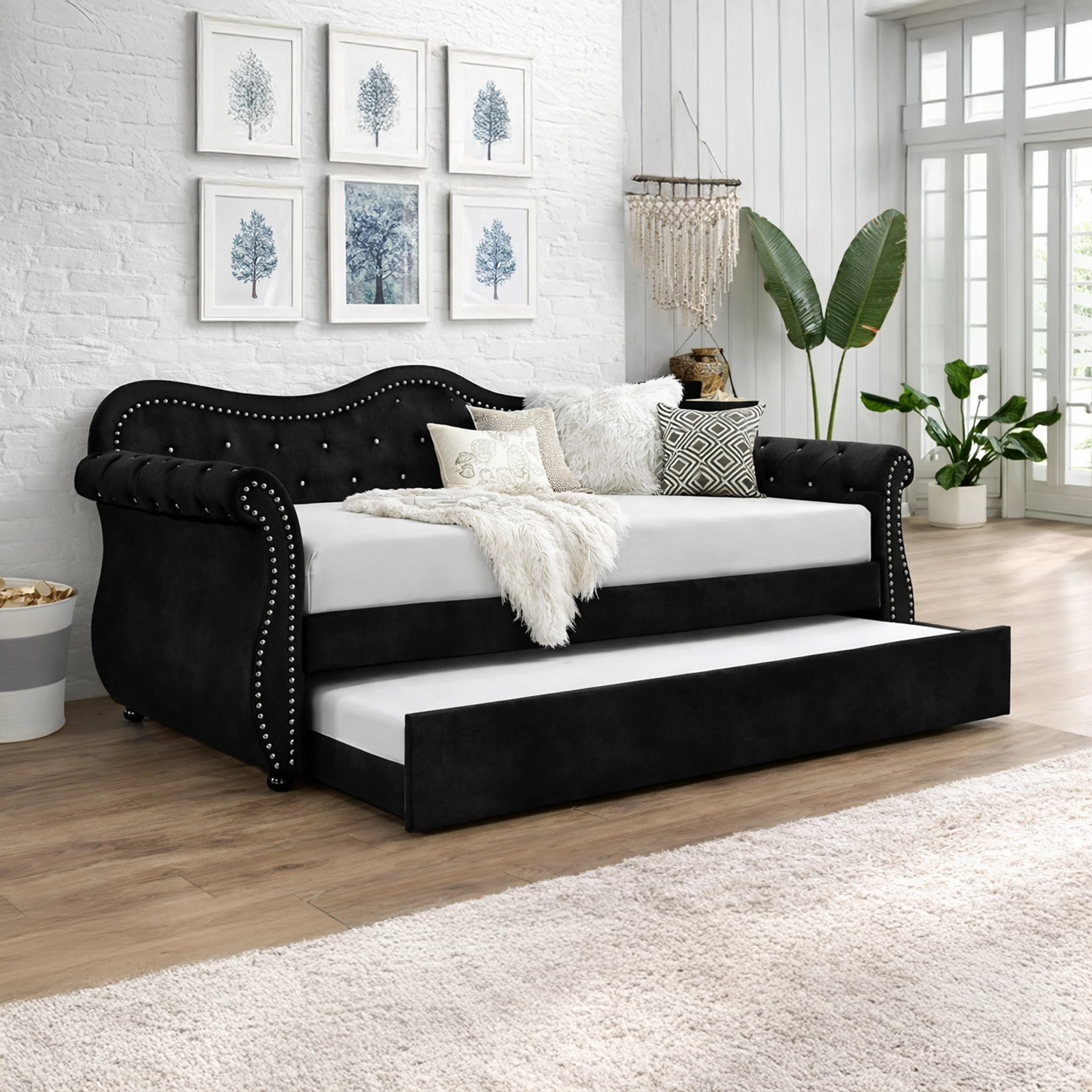 Upper Shockerwick Twin Solid Wood Upholstered Daybed with Trundle | Wayfair North America