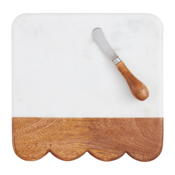 Scalloped Wood Marble Board | Mud Pie