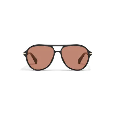 QUAY Day One 59mm Aviator Sunglasses in Black/dark Apricot at Nordstrom | Nordstrom