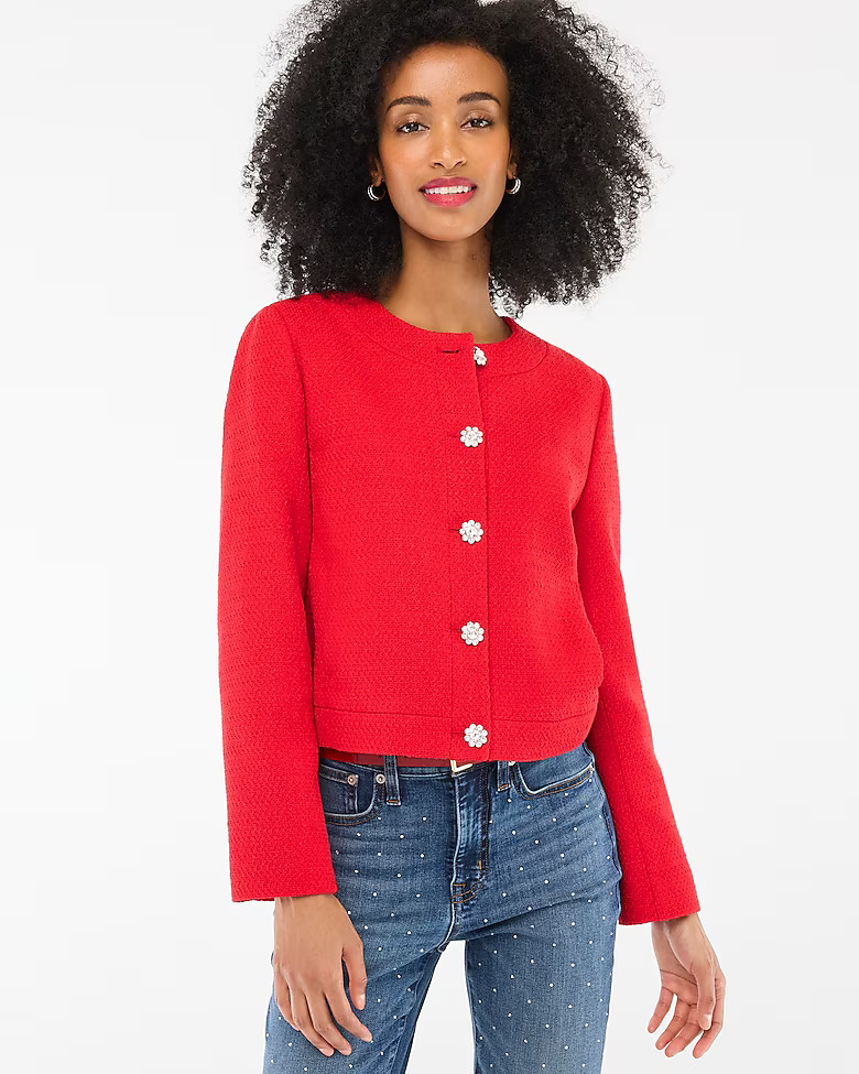 Petite tweed lady jacket with jeweled buttons | J.Crew Factory