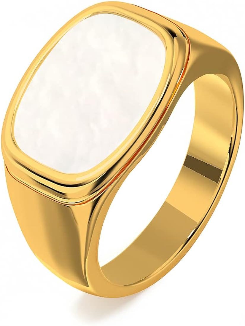 YeGieonr Shell Gold Signet Rings for Women, Non-Tarnish Stainless Steel Rings with 18K Gold Plate... | Amazon (US)