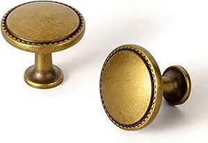 Goo-Ki 6 Pack Antique Brass Cabinet Knobs – Vintage Round Drawer Pulls with Decorative Beaded E... | Amazon (US)