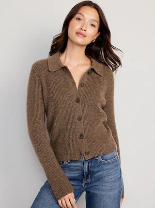 Shaker-Stitch Collared Cardigan Sweater for Women | Old Navy (US)