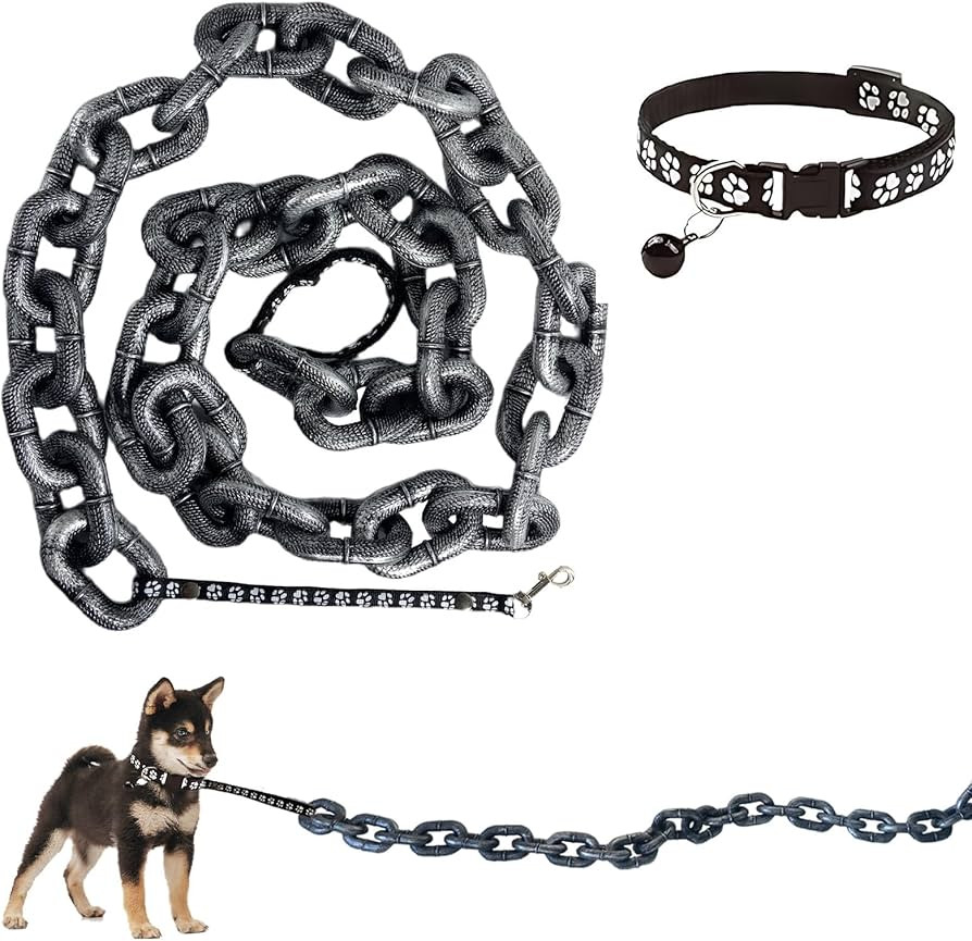 6 Ft Funny Dog Leash - Giant Plastic Chain Leash with Puppy Collar for Small Dogs, Cats, and Pupp... | Amazon (US)