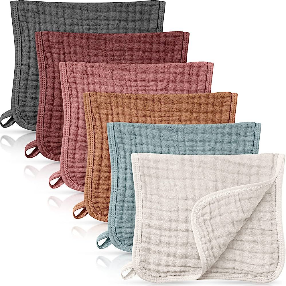 Irenare 6 Pieces Large 20 x 10 Inch Burp Cloths Multi-Colors Muslin Washcloths Baby Burping Diape... | Amazon (US)