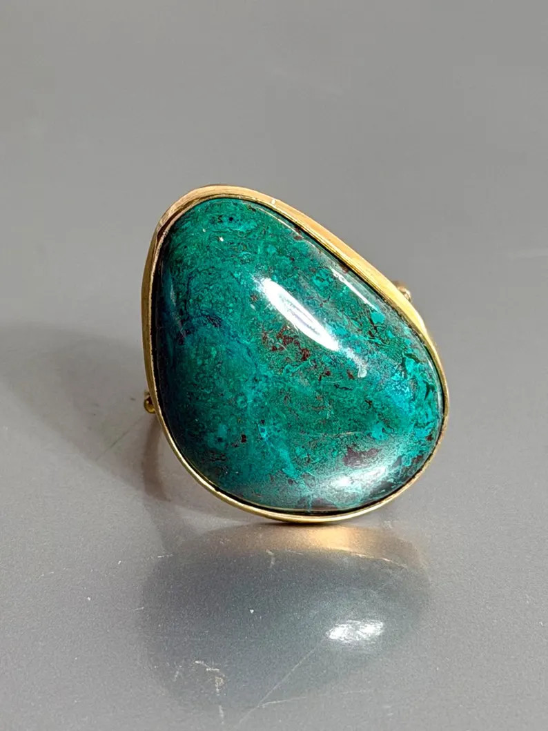Eilat Stone Ring From 14K Gold, Turquoise Ring, Solomon Stone, Eilat jewelry, Gold Ring, Stone Ri... | Etsy (Global)