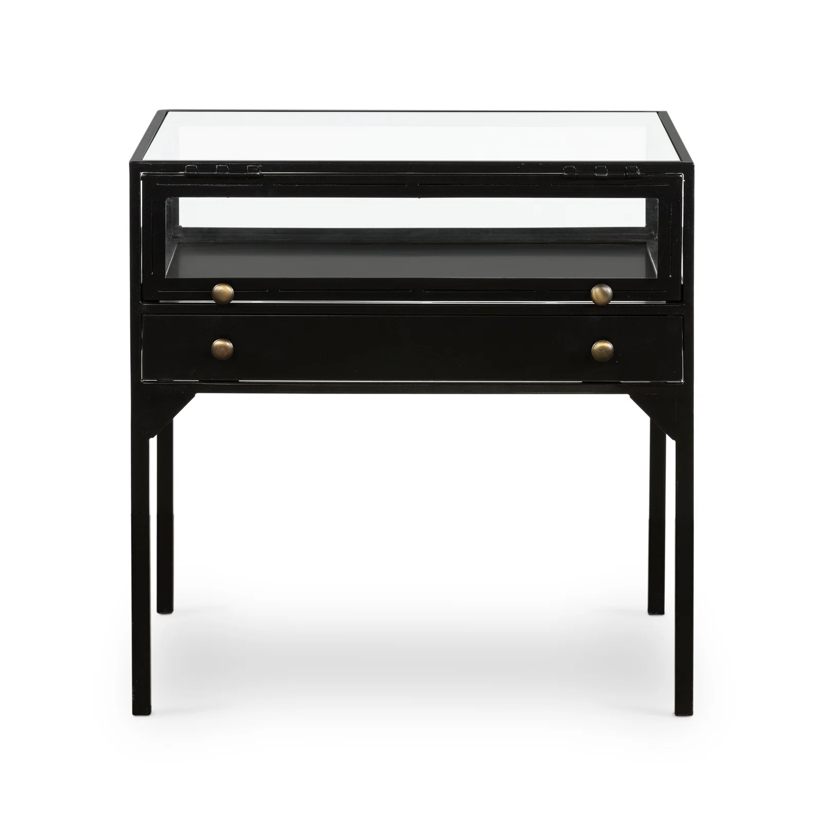 Bayline Glass Top End Table with Storage | Wayfair North America