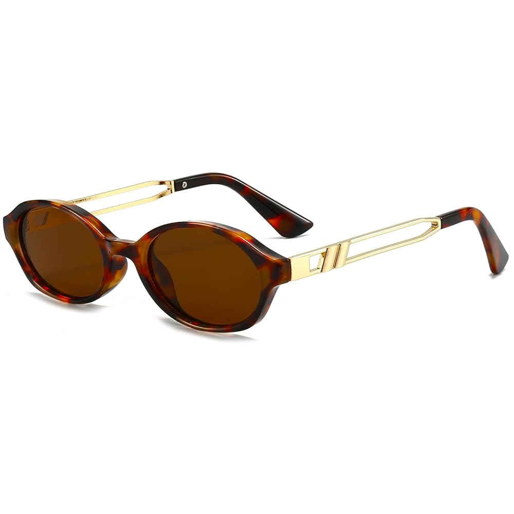 Retro Oval Sunglasses for Women Men Trendy Narrow Round Sun Glasses Y2K Designer Vintage Shades | Amazon (US)