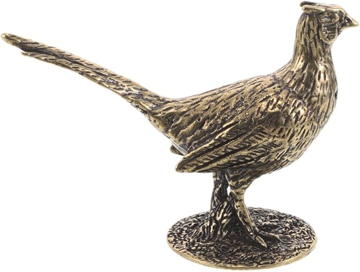 VILLCASE Mini Brass Pheasant Figurine with Base, Long Tail Bird Sculpture for Home D\u00e9cor and... | Amazon (US)