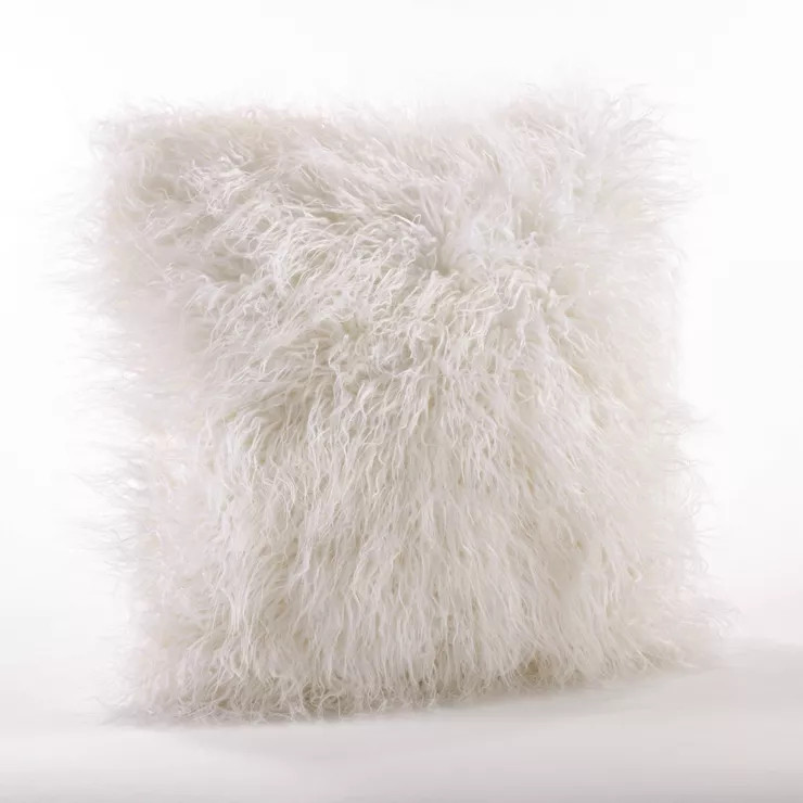 Poly Filled Faux Mongolian Fur Throw Pillow - Saro Lifestyle | Target