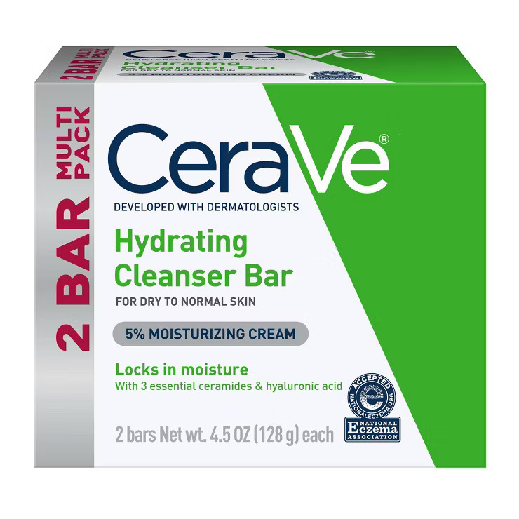 CeraVe Hydrating Body and Facial Cleanser Bar Soap - 4.5oz/2pk | Target
