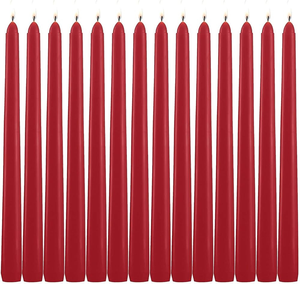 HELLY 14 Pack Tall Red Taper Candles - 10 Inch Red Dripless, Unscented Dinner Candle - Paraffin W... | Amazon (US)
