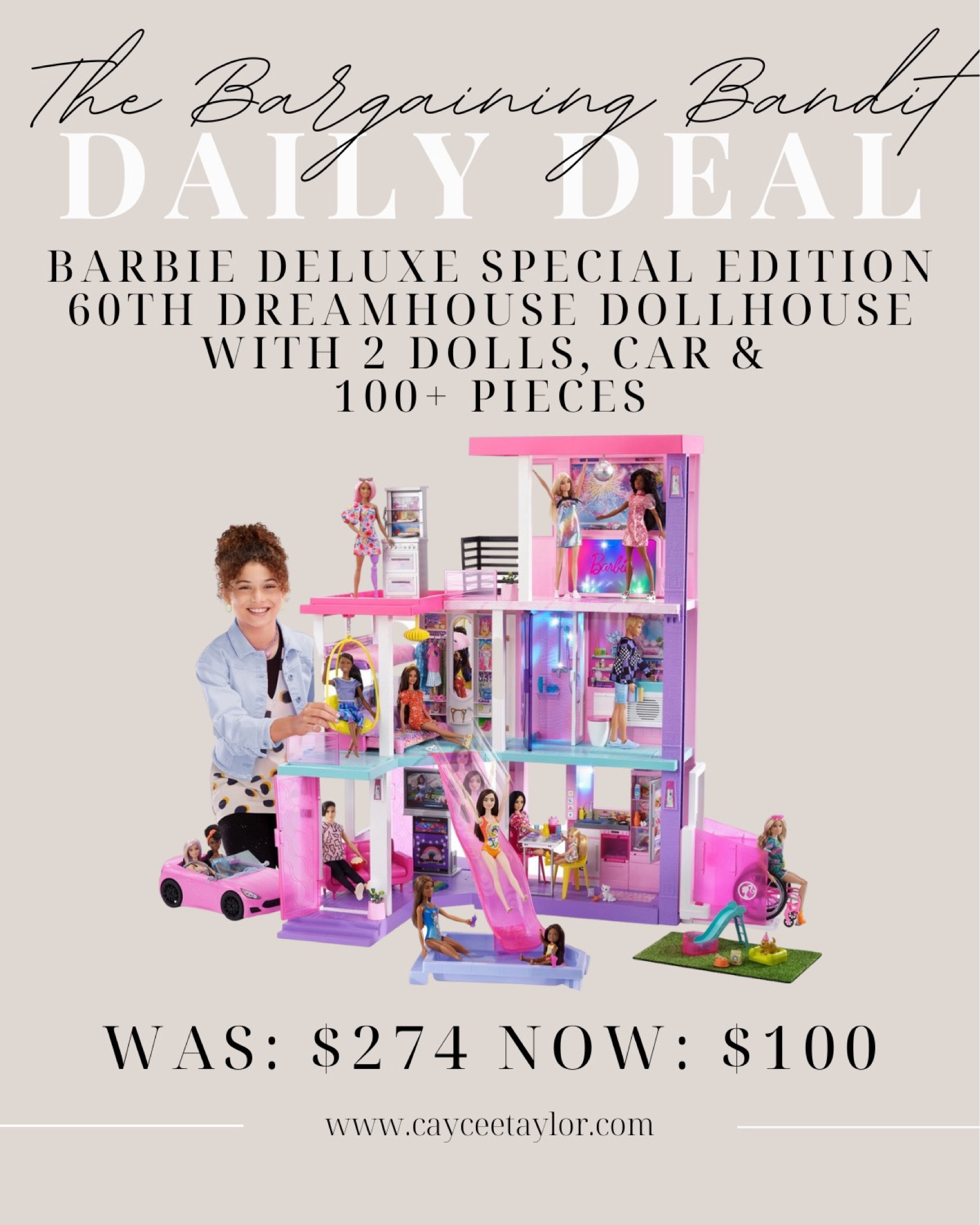 Barbie Deluxe Special Edition 60th DreamHouse Playset with 2 Dolls, Car &  100+ Pieces 