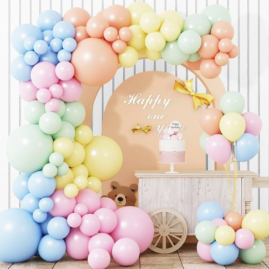APLANET 150pcs Pastel Balloons Different Sizes 18 12 10 5 Inch, Latex Balloons for Pastel Pink, B... | Amazon (US)
