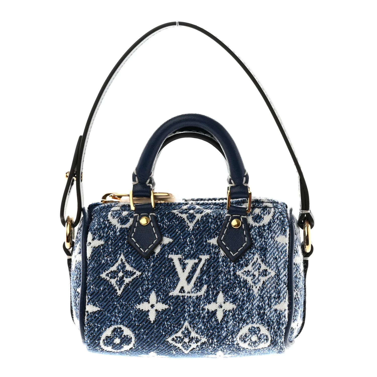 Denim Monogram Jacquard Micro Speedy Bag Charm Bleu | FASHIONPHILE (US)