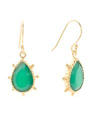 Made In India 18kt Gold Plated Green Onyx Pear Drop Earrings | TJ Maxx