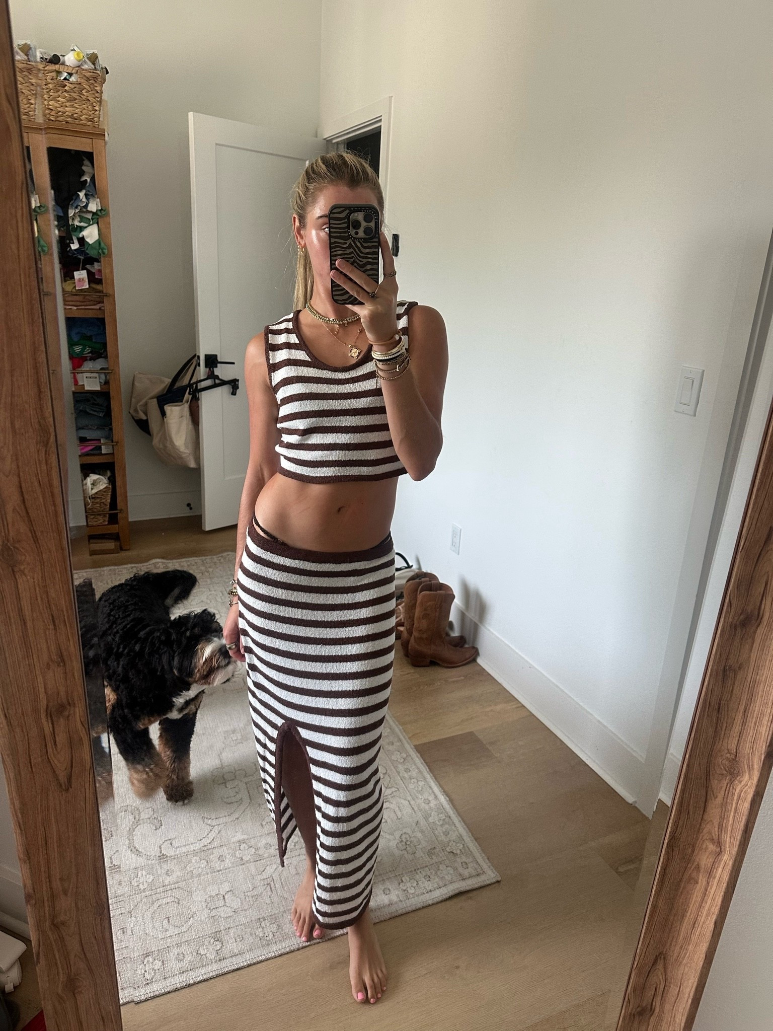 Women Striped Two Pieces Vest Sweater Skirt Set Knit Stripes V Neck Sleeveless Crop Tank Side Split Midi Skirts Sets, Small

#LTKootd #LTKSwim #LTKSeasonal