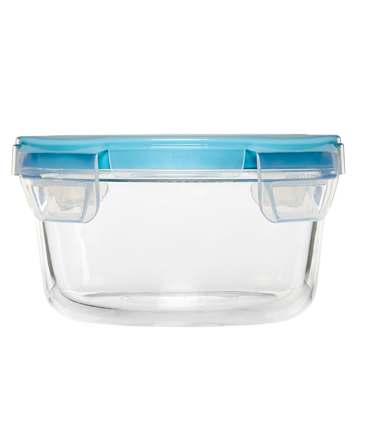Anchor Hocking Glass 4 Cup Round Food Storage with Truelock Locking Lid, 2 Piece Set - Clear Glass, Mineral Blue Lid | Macy's