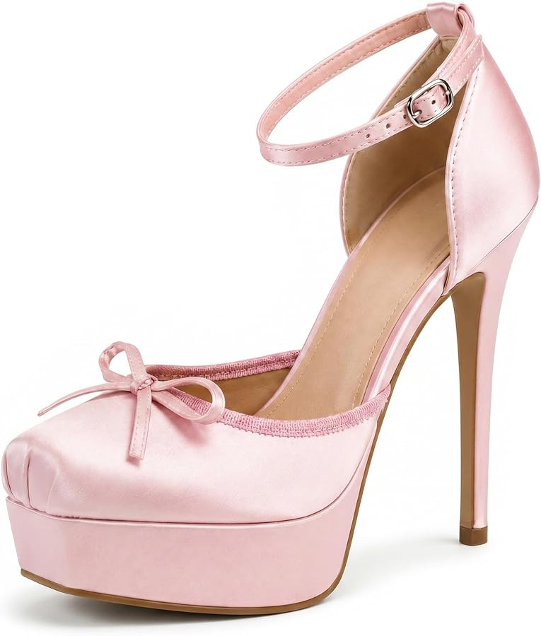 ZXHYZLZ Ballerina Platform Heels for Women, Ankle Strap Stiletto Pumps | Amazon (US)