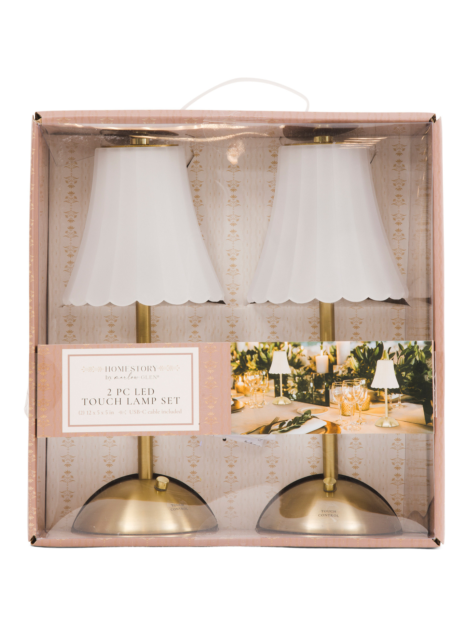 2pk 12x5 Frosted Scallop Acrylic Rechargeable Touch Lamps | TJ Maxx