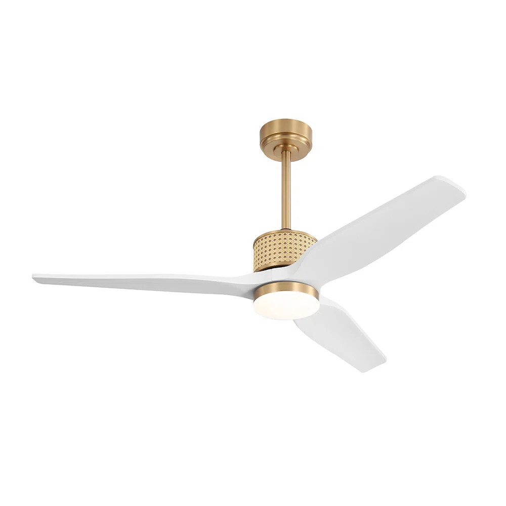52 In. 3 Solid Wood Blades Indoor Ceiling Fan With Led Light | Wayfair North America