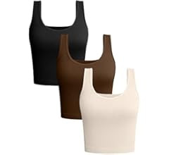 OQQ Women's 3 Piece Tank Tops Ribbed Seamless Workout Exercise Shirts Yoga Sleeveless Crop Tops | Amazon (US)