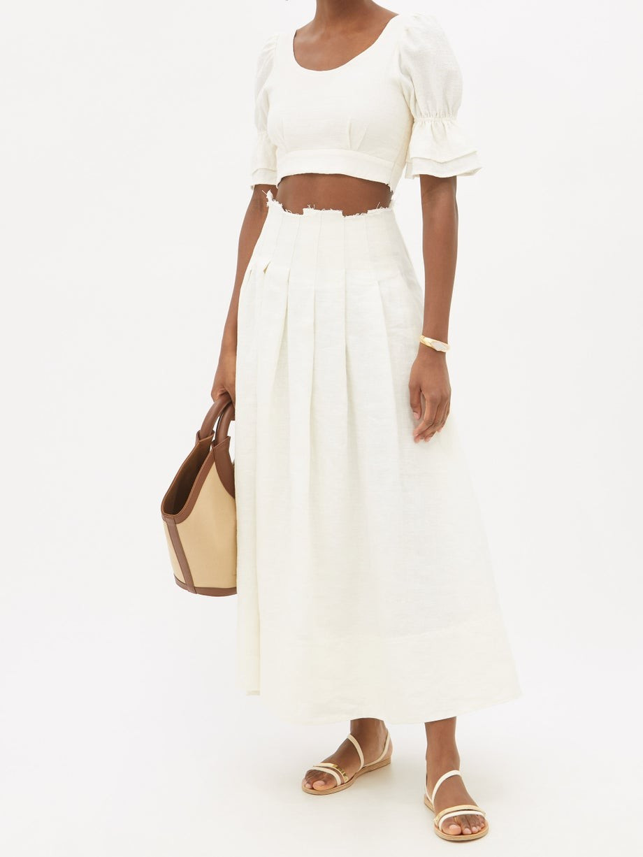 Eugenia fluted-sleeve organic-cotton top | Casa Raki | Matches (US)