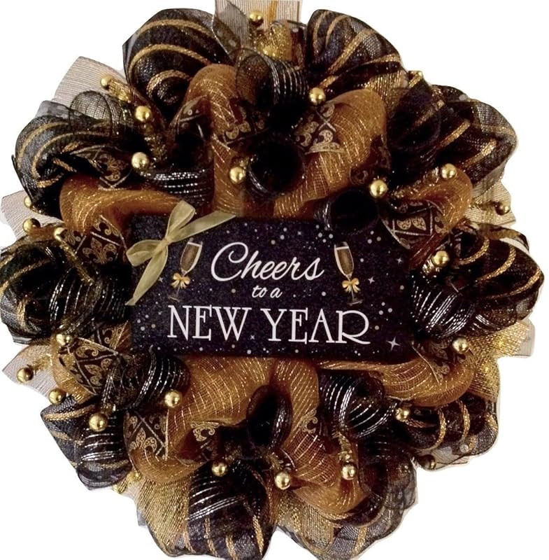 Cheers To A New Year Handmade Deco Mesh New Years Wreath | Amazon (US)