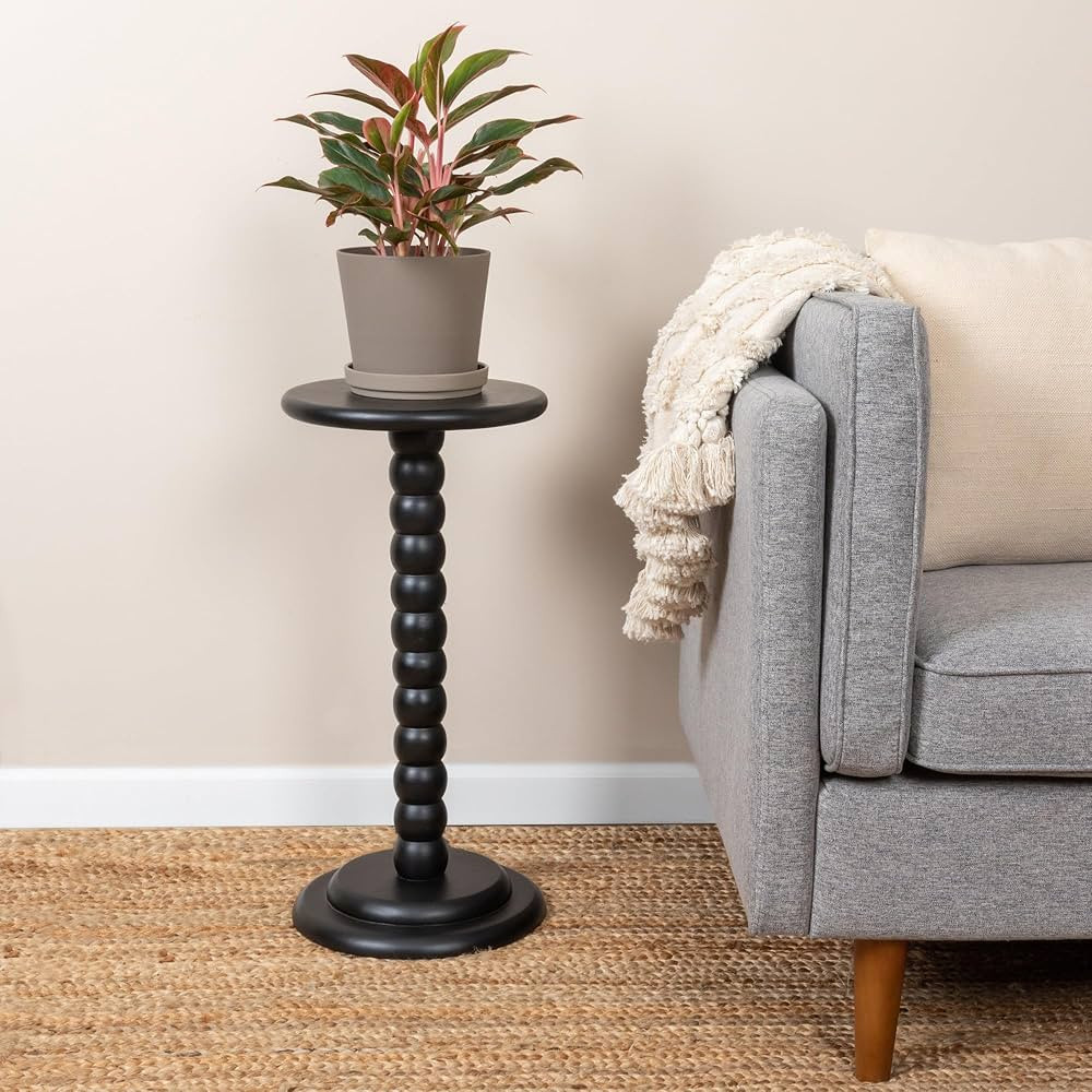 Creative Co-Op Stacked Pedestal Cocktail Side Table, Black | Amazon (US)