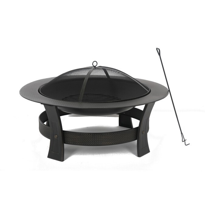 Style Selections 35-in W Black/High Temperature Powder Coated Steel Wood-Burning Fire Pit Lowes.c... | Lowe's